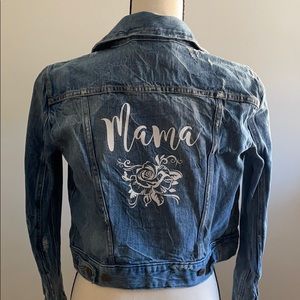 Denim mama jacket with tattoo design